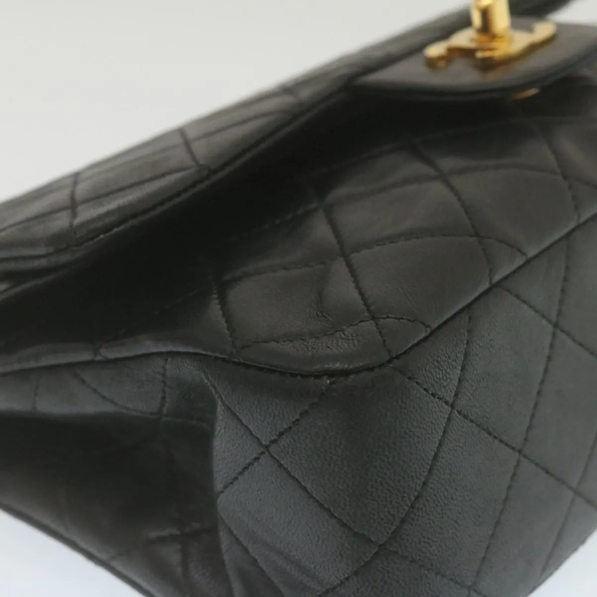 CHANEL Classic Matelasse 23 Chain Flap Shoulder Bag Lamb Skin Black Auth lt398A