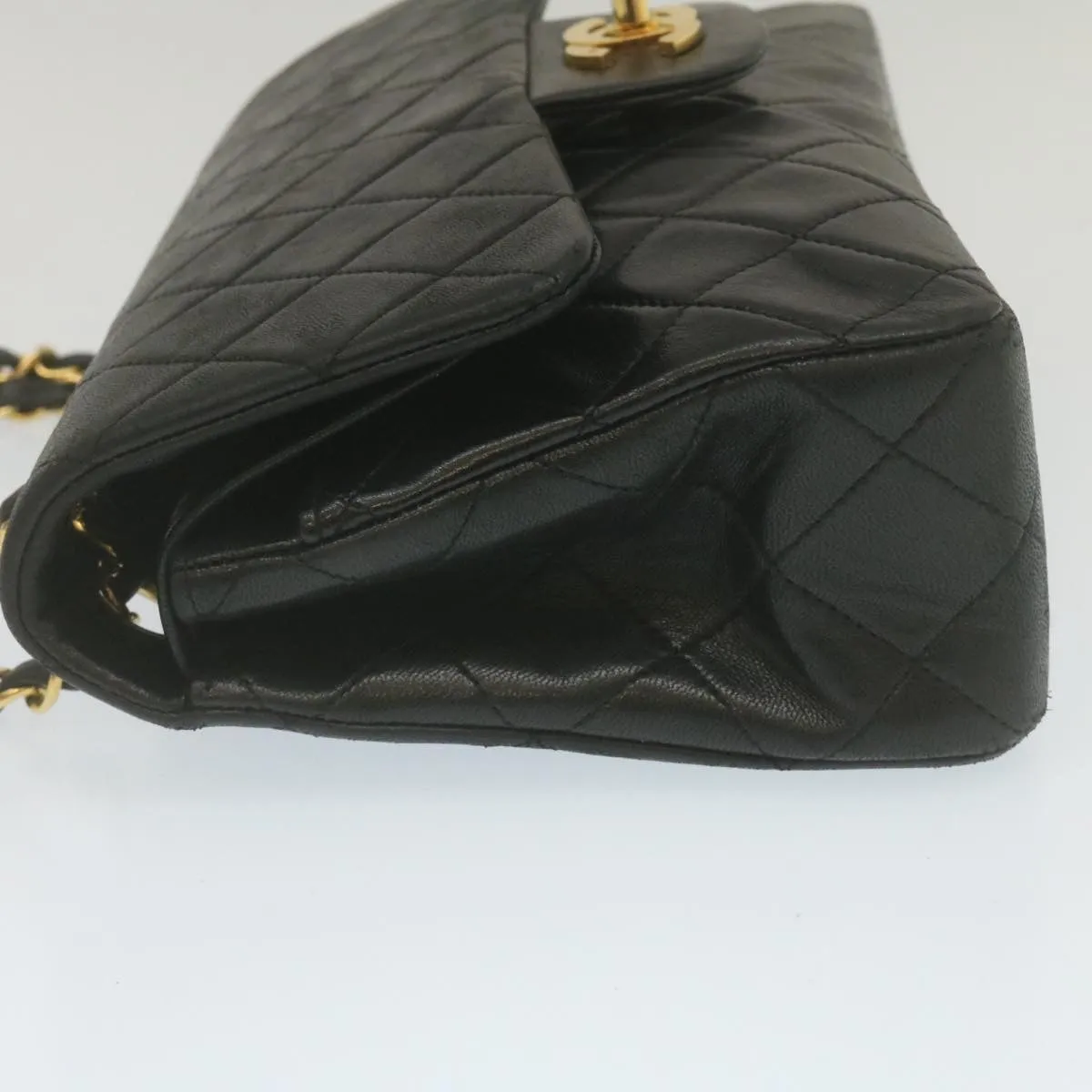 CHANEL Classic Matelasse 23 Chain Flap Shoulder Bag Lamb Skin Black Auth lt398A