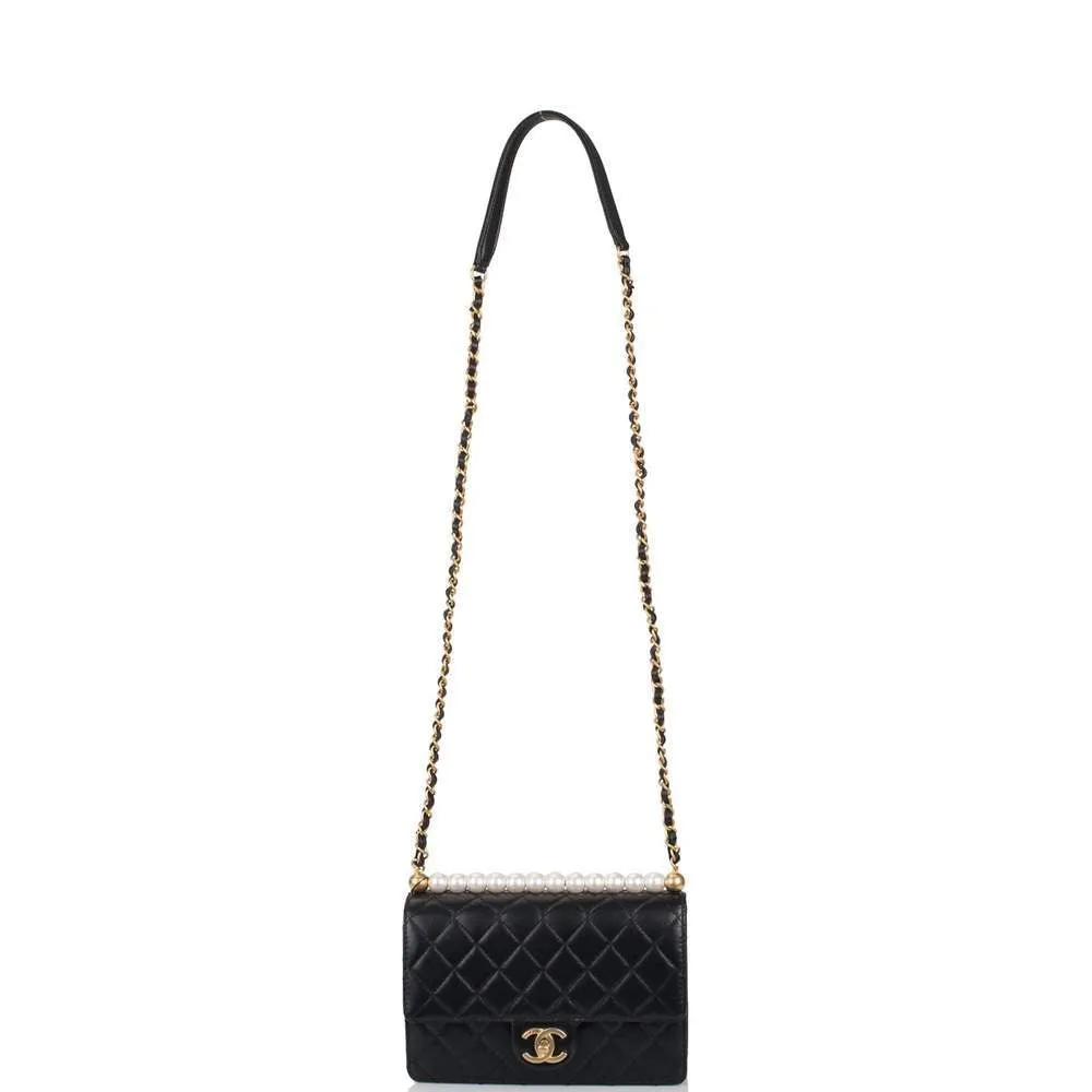 Chanel Flap Bag Iimitation Pearls Black
