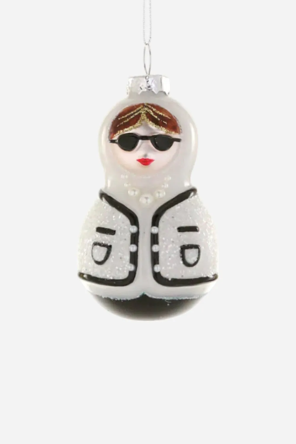 Chic Babushka White Ornament