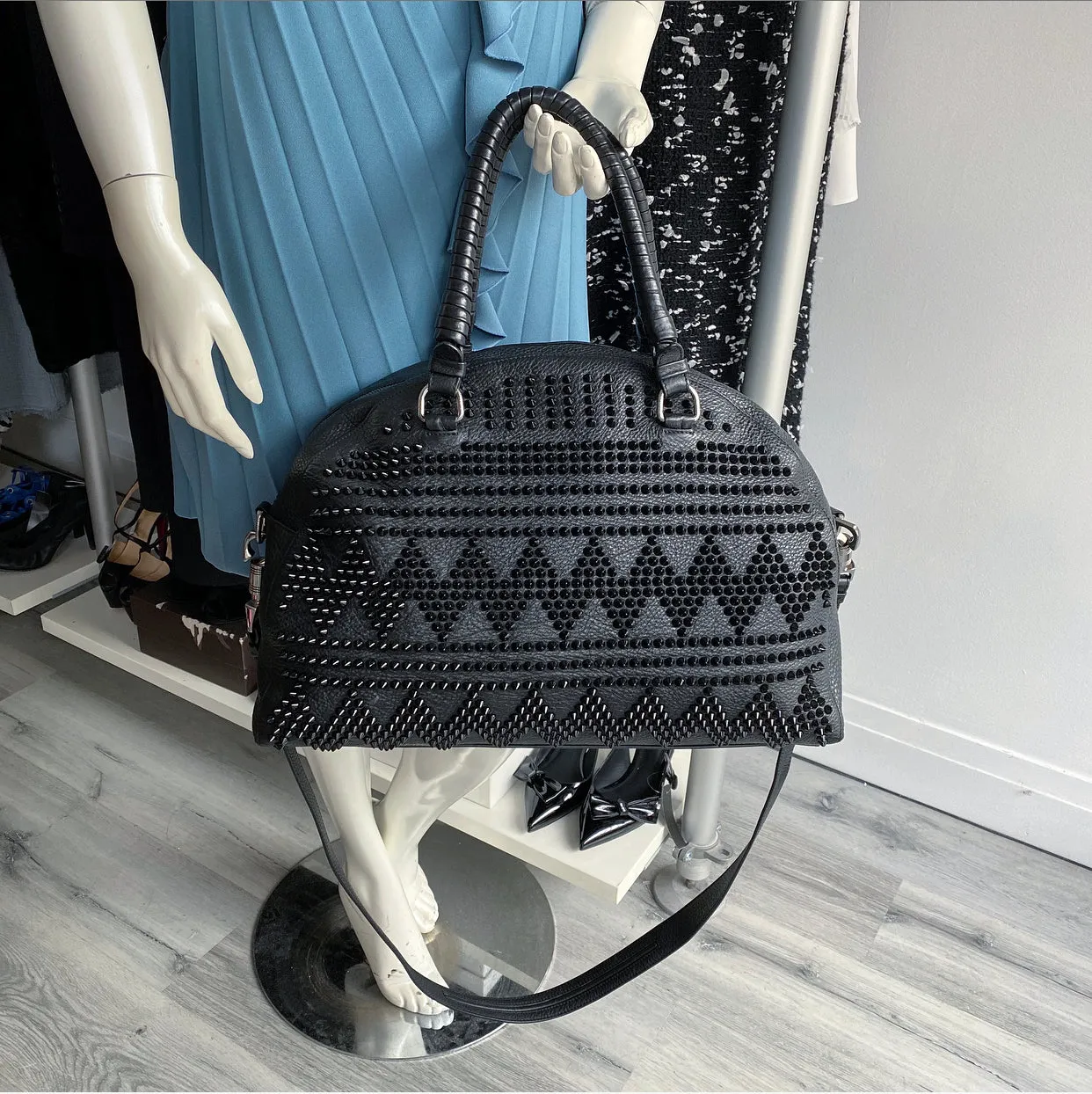Christian Louboutin Black Panettone Large Studded Dome Bag