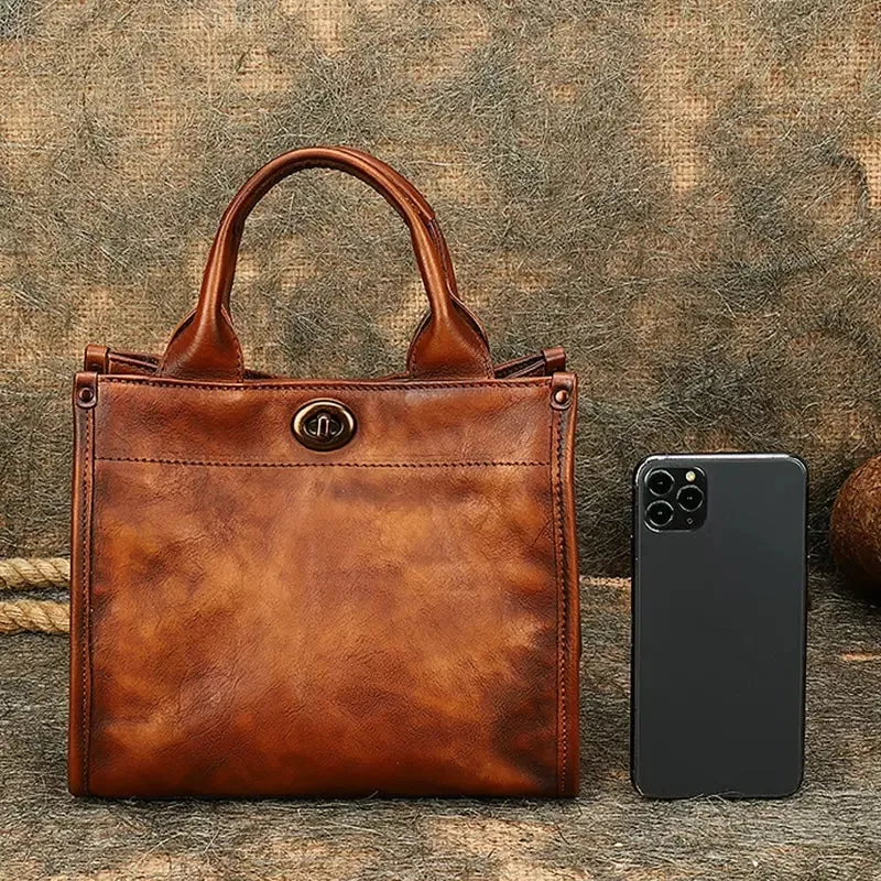 Classic Small Ladies Leather Tote Bag Genuine Leather Crossbody Bags