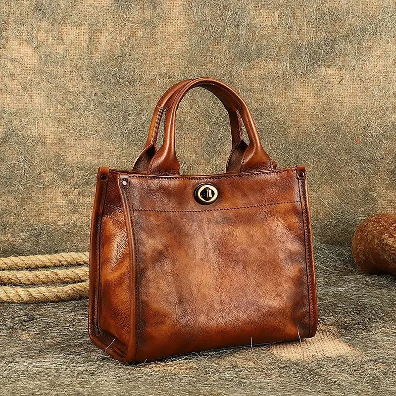 Classic Small Ladies Leather Tote Bag Genuine Leather Crossbody Bags