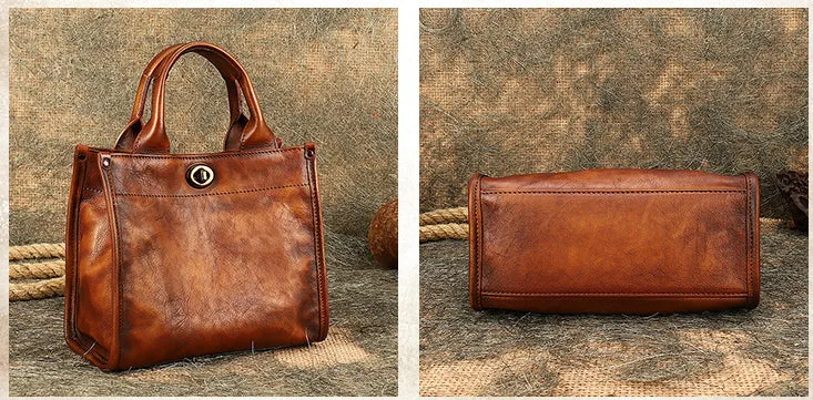 Classic Small Ladies Leather Tote Bag Genuine Leather Crossbody Bags