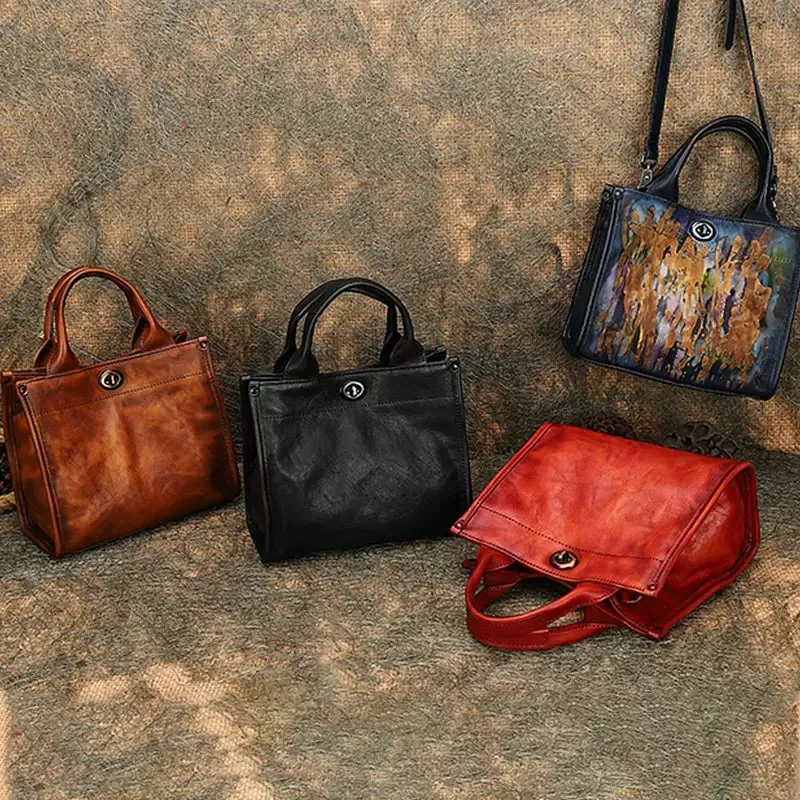 Classic Small Ladies Leather Tote Bag Genuine Leather Crossbody Bags