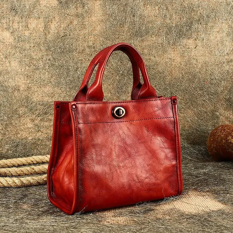 Classic Small Ladies Leather Tote Bag Genuine Leather Crossbody Bags