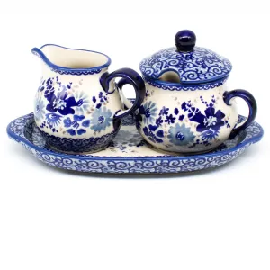 Creamer & Sugar Set w/Tray in Stunning Blue