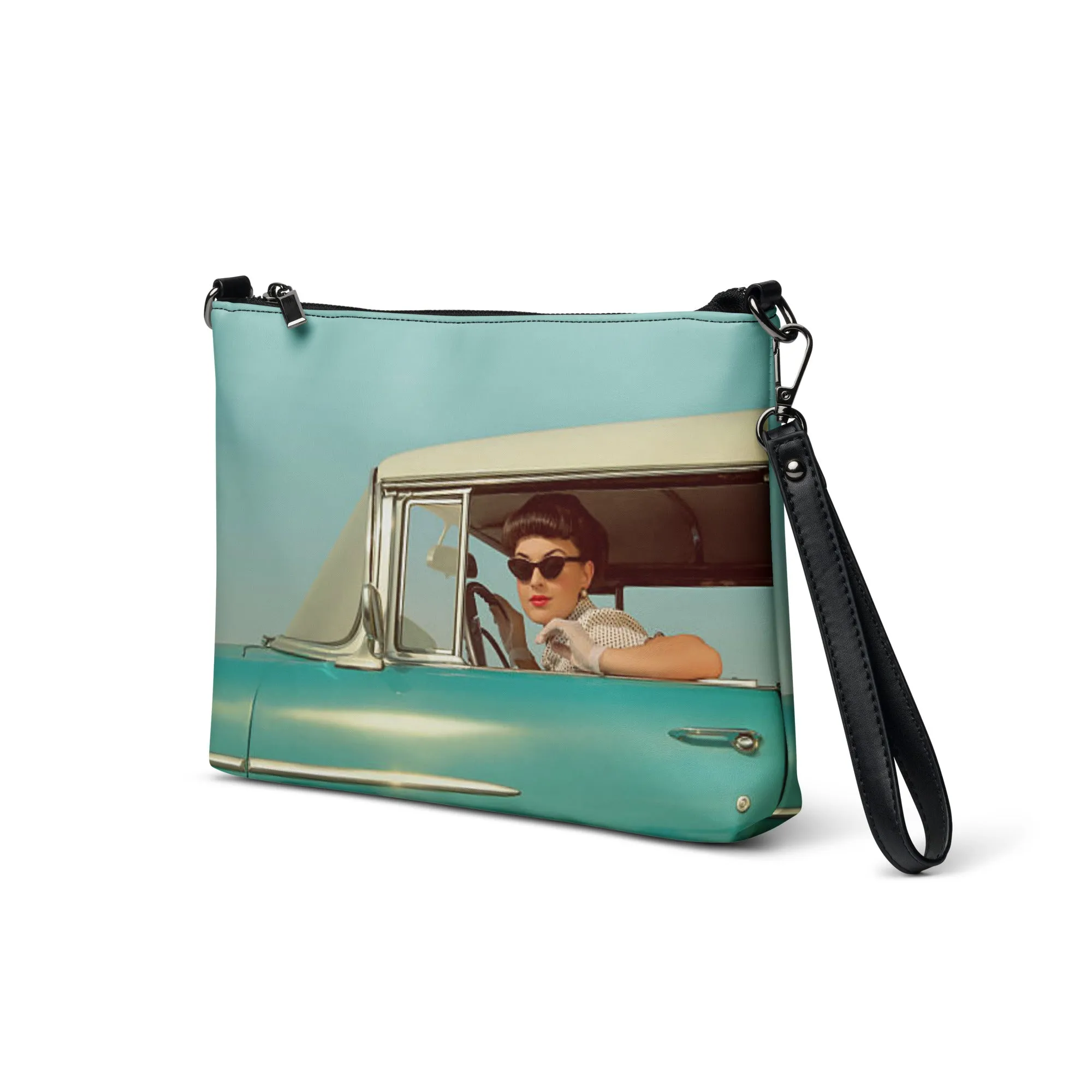 Crossbody Bag Vintage Blue Retro Car Pin-up