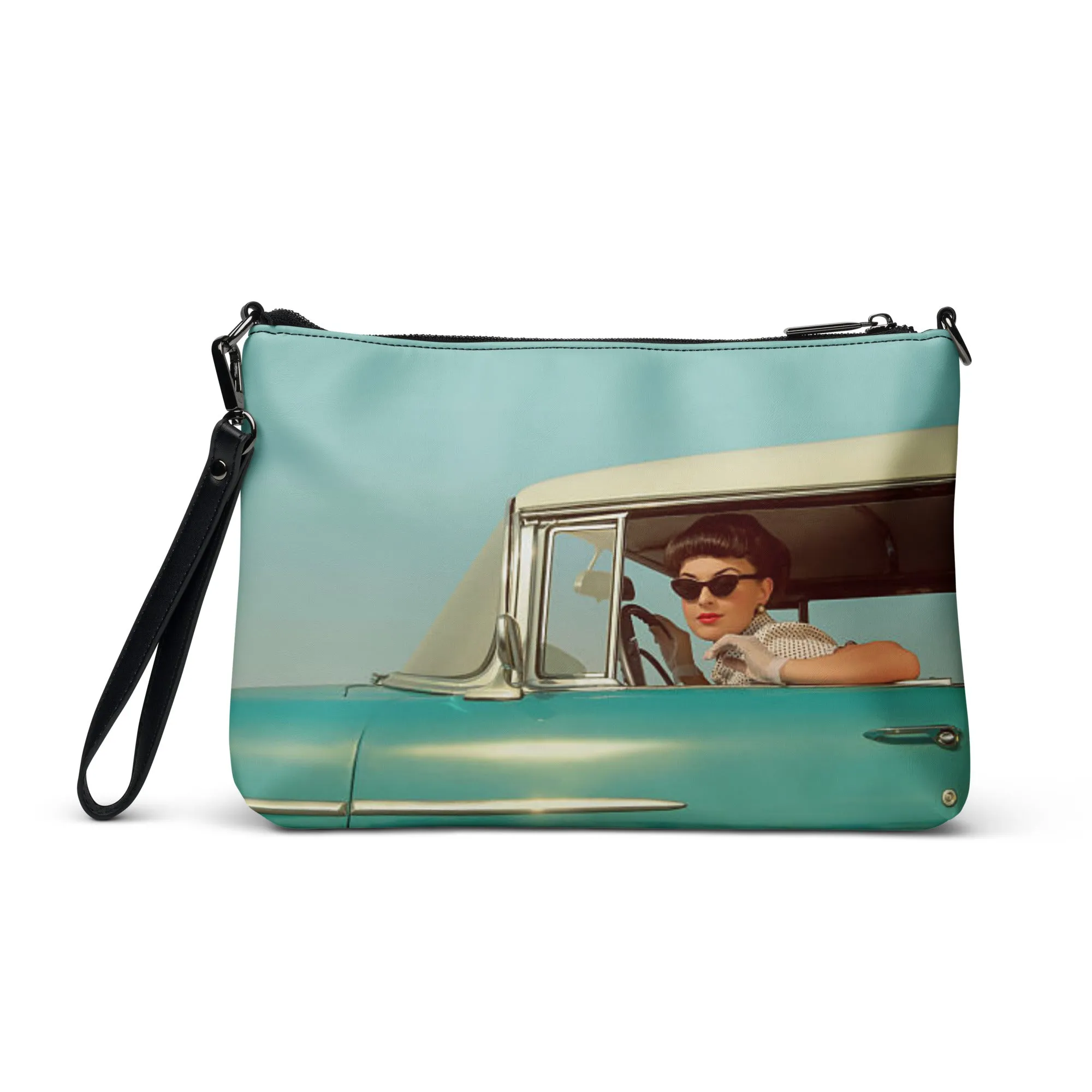 Crossbody Bag Vintage Blue Retro Car Pin-up