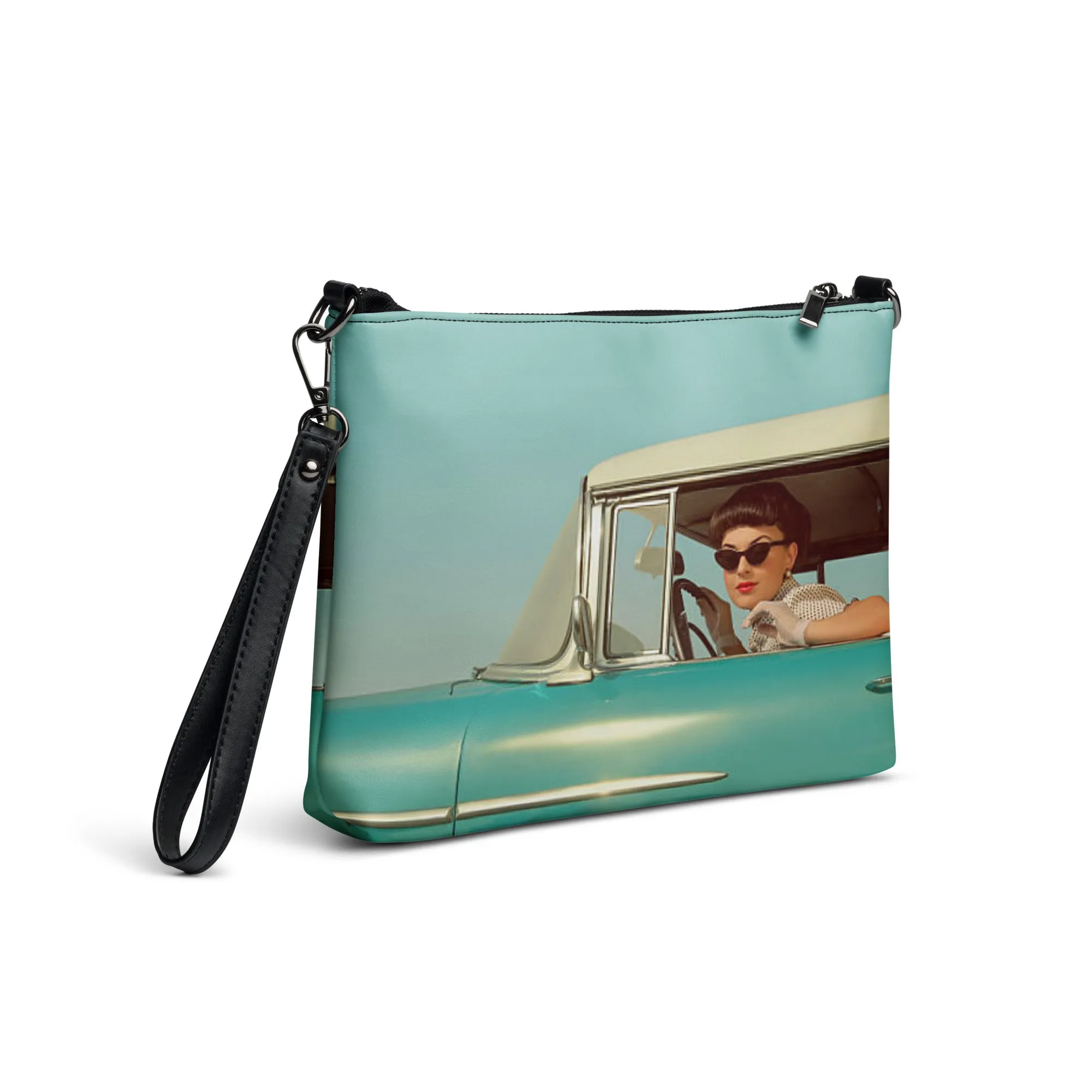 Crossbody Bag Vintage Blue Retro Car Pin-up