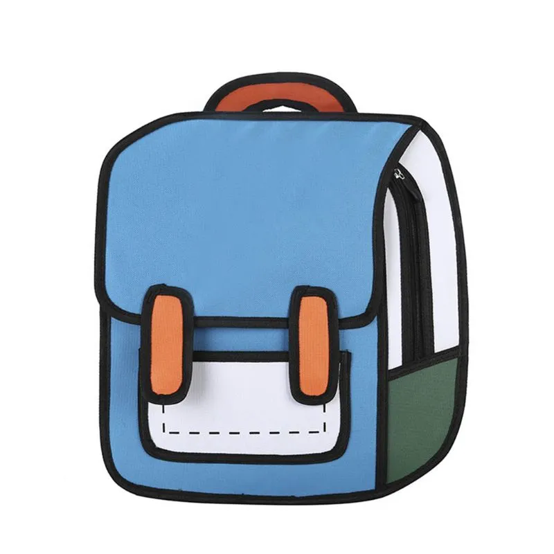 Cute 3D Cartoon Colorblock School Backpack