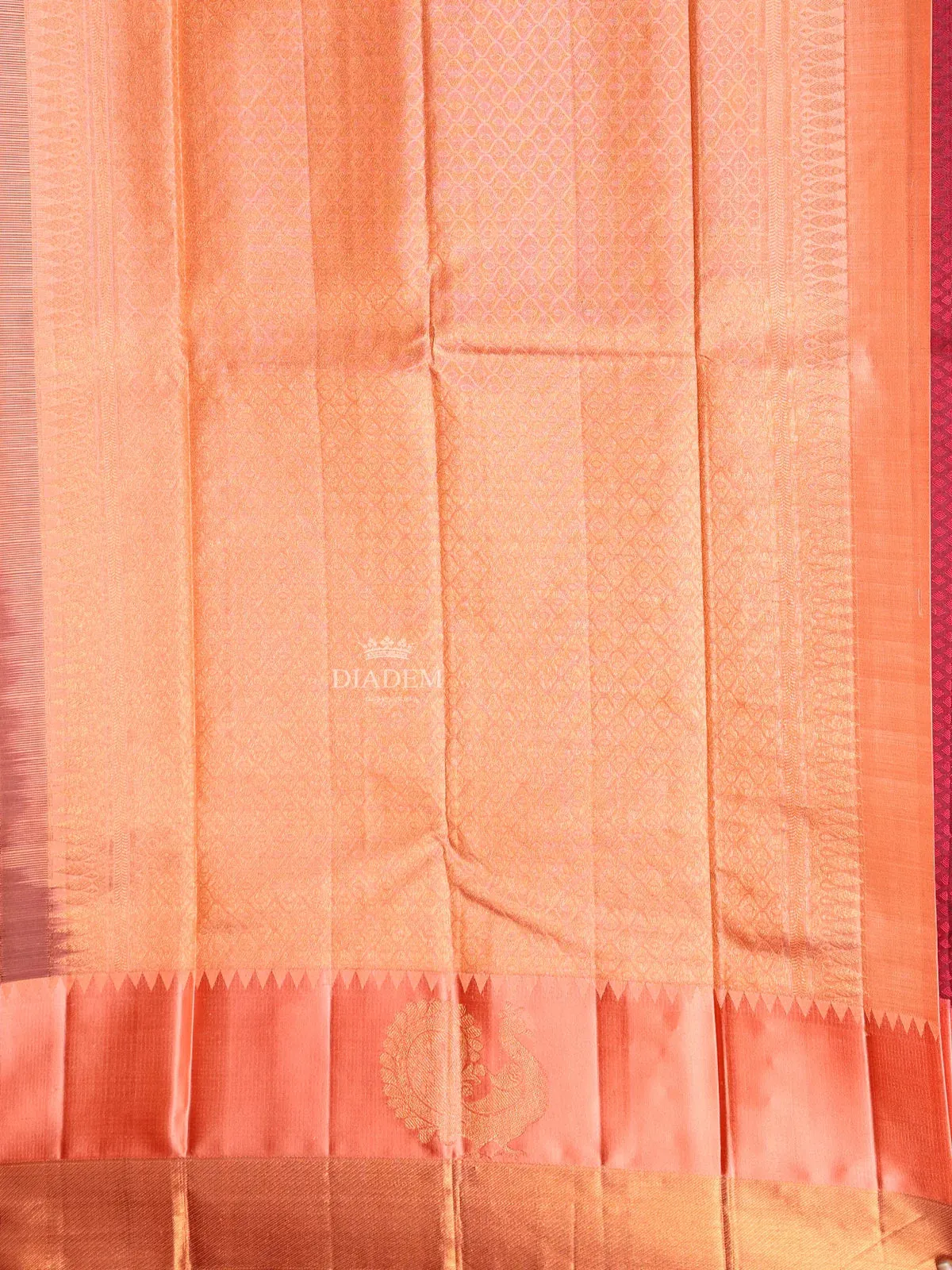 Dark Pink Pure Kanchipuram Bridal Silk Saree with Small Texture Design on the with Contrast Border