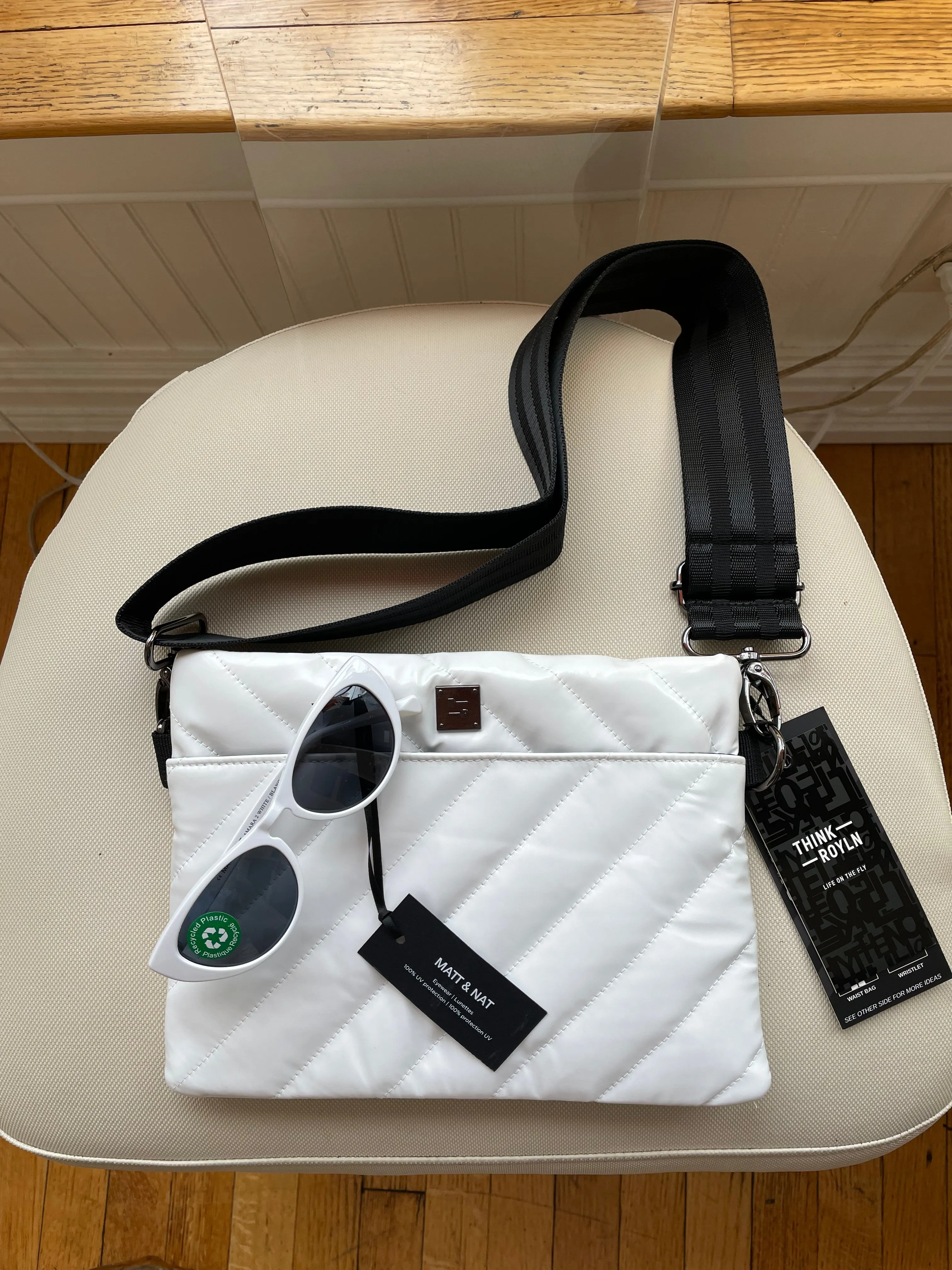 DIAGONAL BUM BAG White Patent