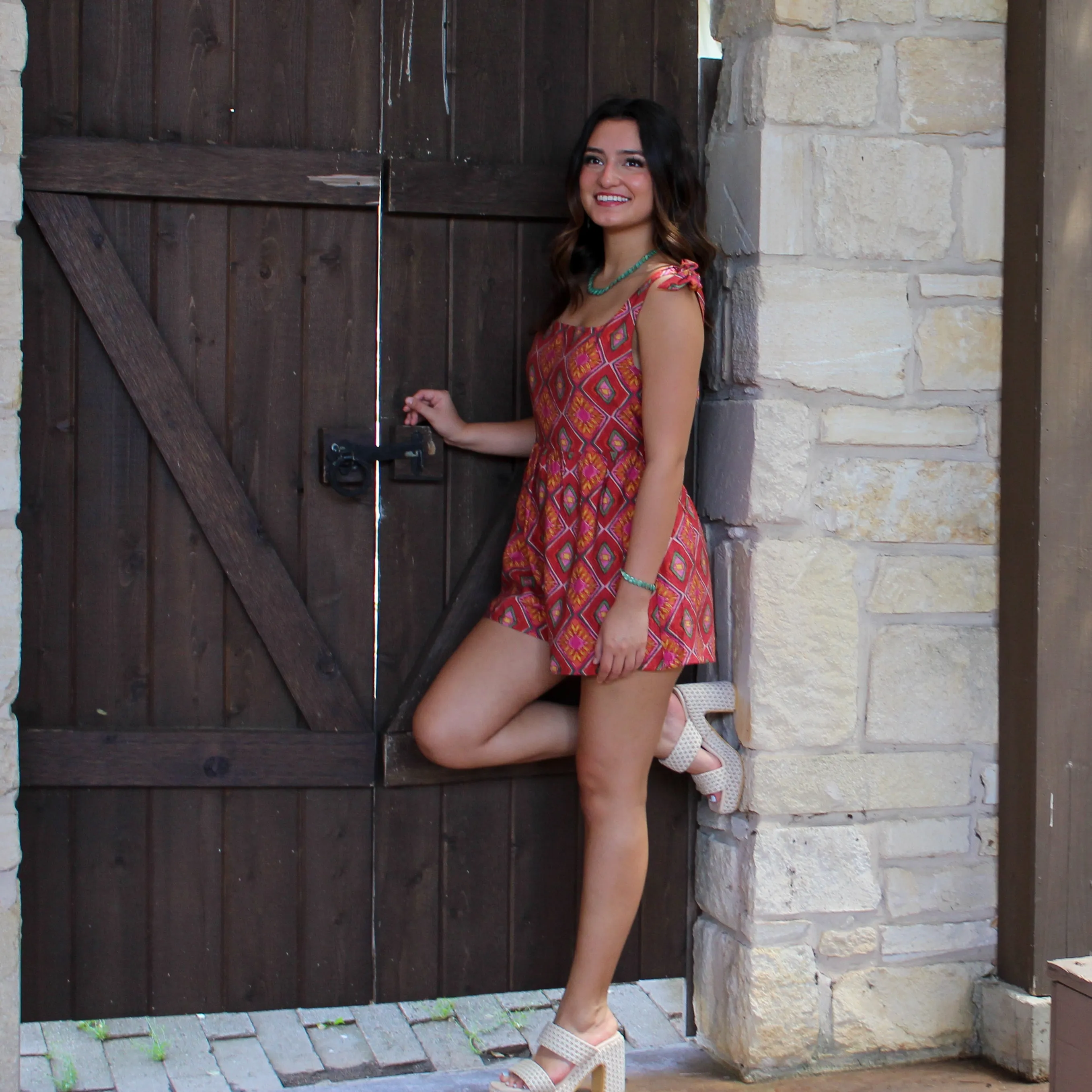 Endless Blu Geometric Print Romper