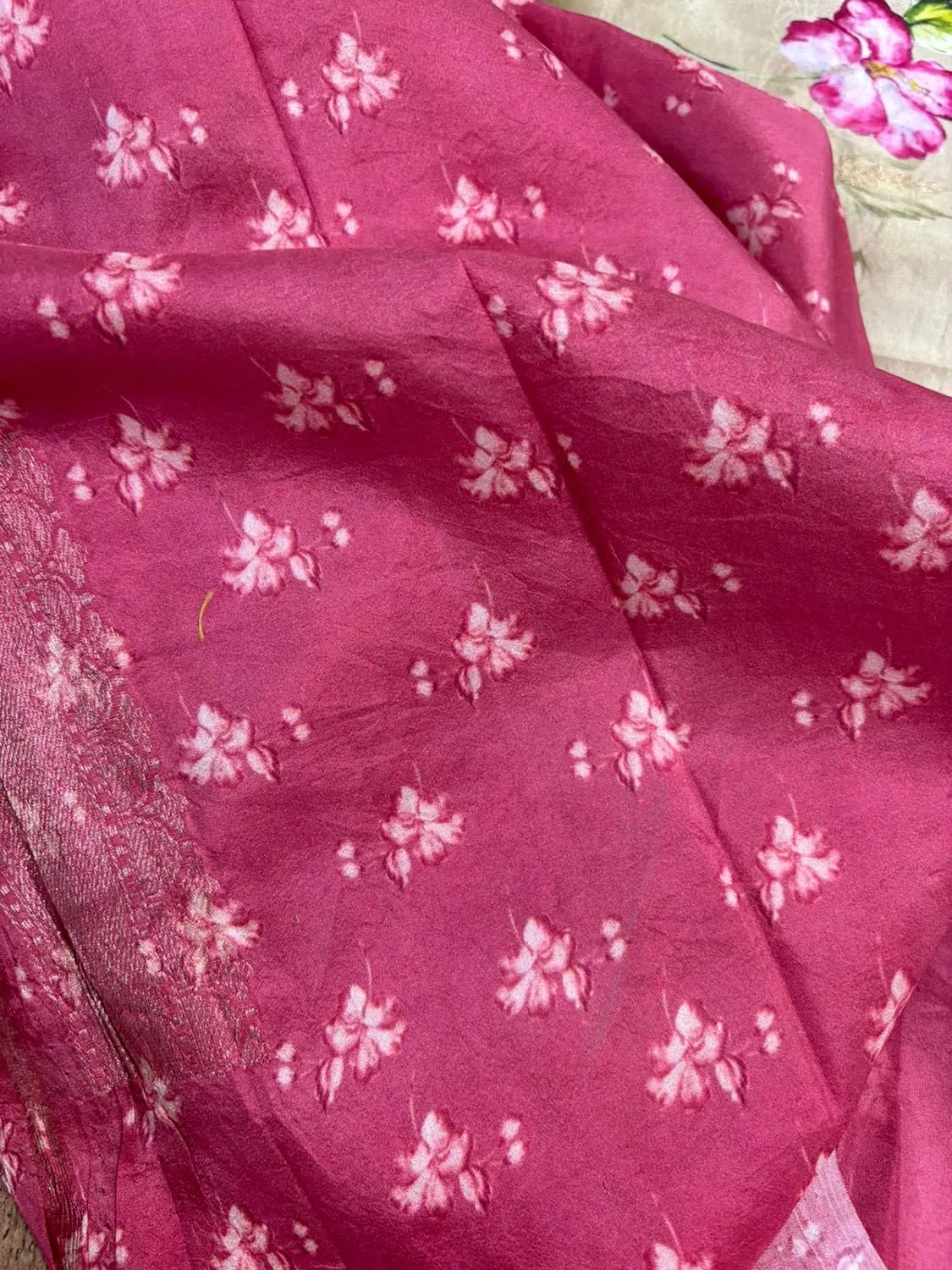 Exquisite Stunning Pastel Banarasi Digital Printed Tussar Silk Saree