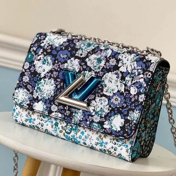 Floral Print Twist Mm Chain Shoulder Bag M55037 Blue 2019 Collection