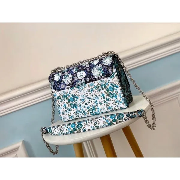 Floral Print Twist Mm Chain Shoulder Bag M55037 Blue 2019 Collection