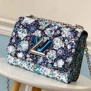 Floral Print Twist Mm Chain Shoulder Bag M55037 Blue 2019 Collection