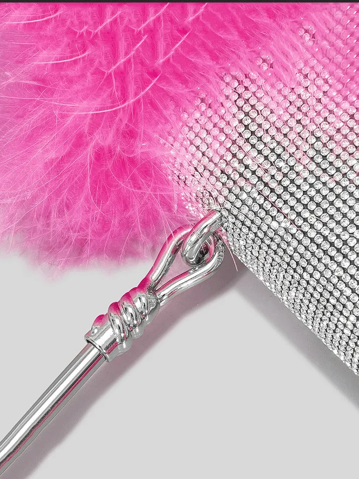 Furry Rhinestone Evening Clutch Bag