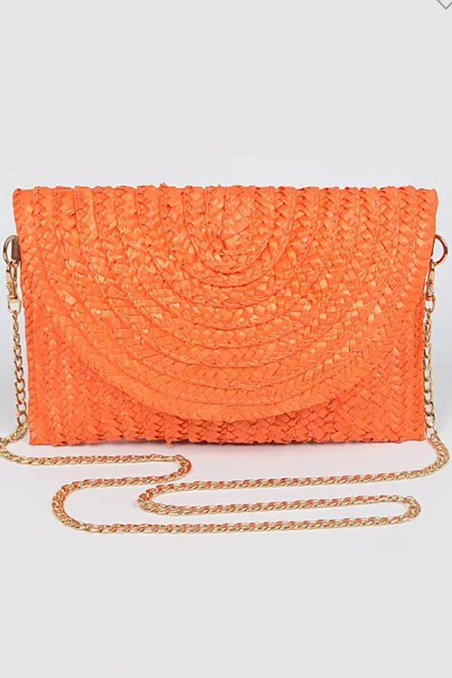 Gabbi- Straw Clutch with Shoulder Strap