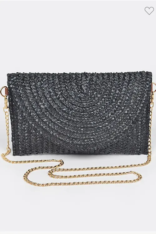 Gabbi- Straw Clutch with Shoulder Strap