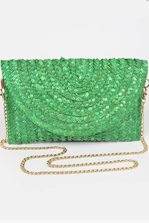 Gabbi- Straw Clutch with Shoulder Strap
