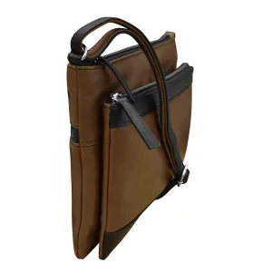 Handbag Double Zip Crossbody BagTofe/Black Leather RFID Blocking 6028