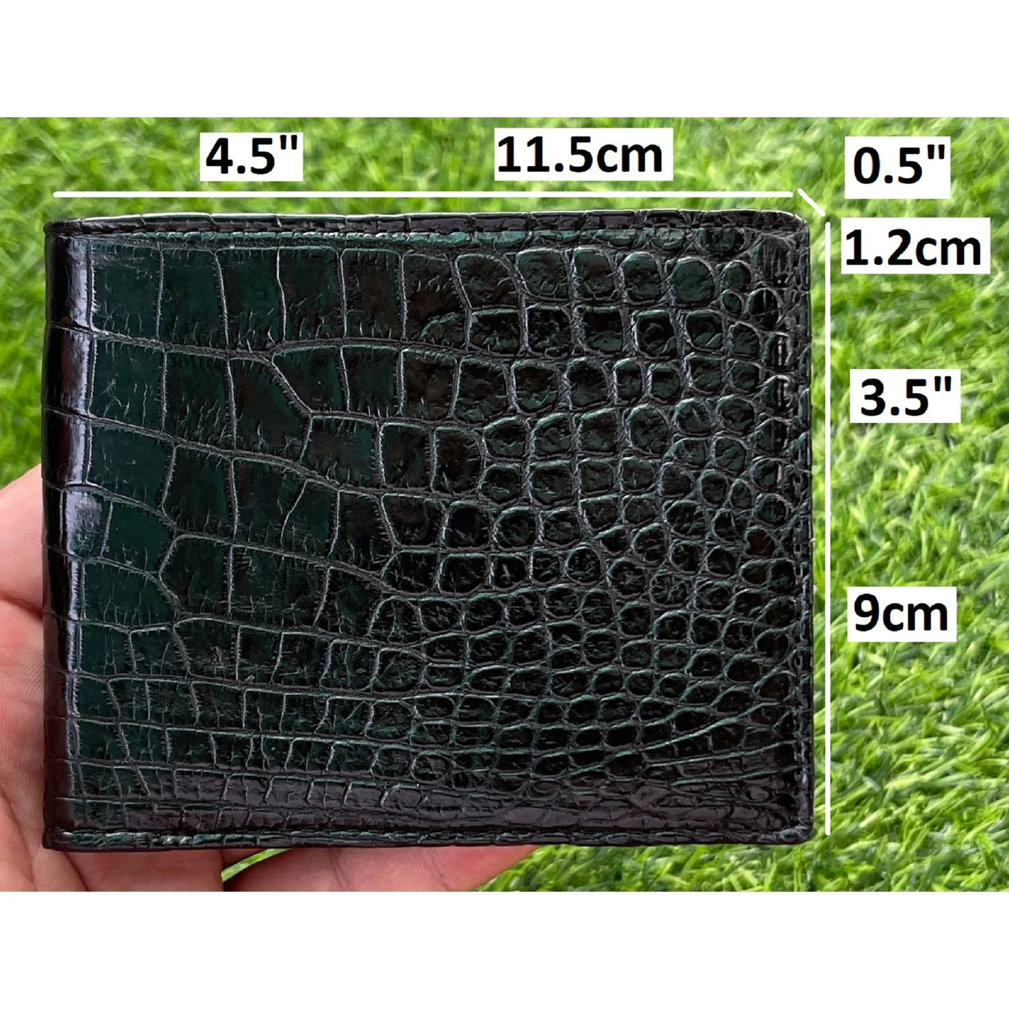 Handmade Black Alligator Belly Leather Bifold Wallet for Men RFID Blocking | VINAM-36