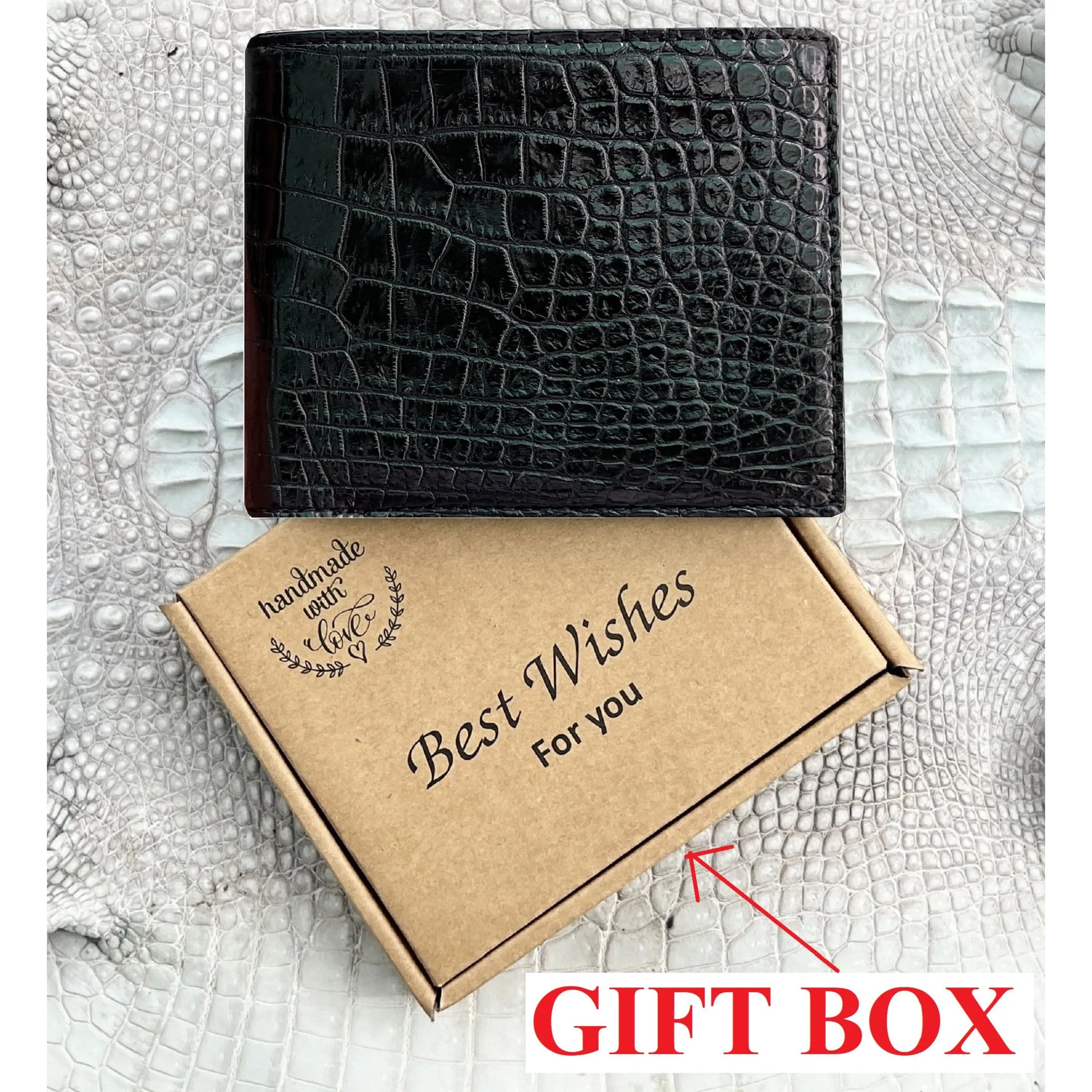 Handmade Black Alligator Belly Leather Bifold Wallet for Men RFID Blocking | VINAM-36