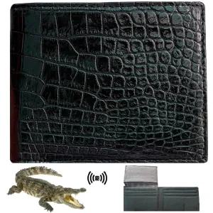Handmade Black Alligator Belly Leather Bifold Wallet for Men RFID Blocking | VINAM-36
