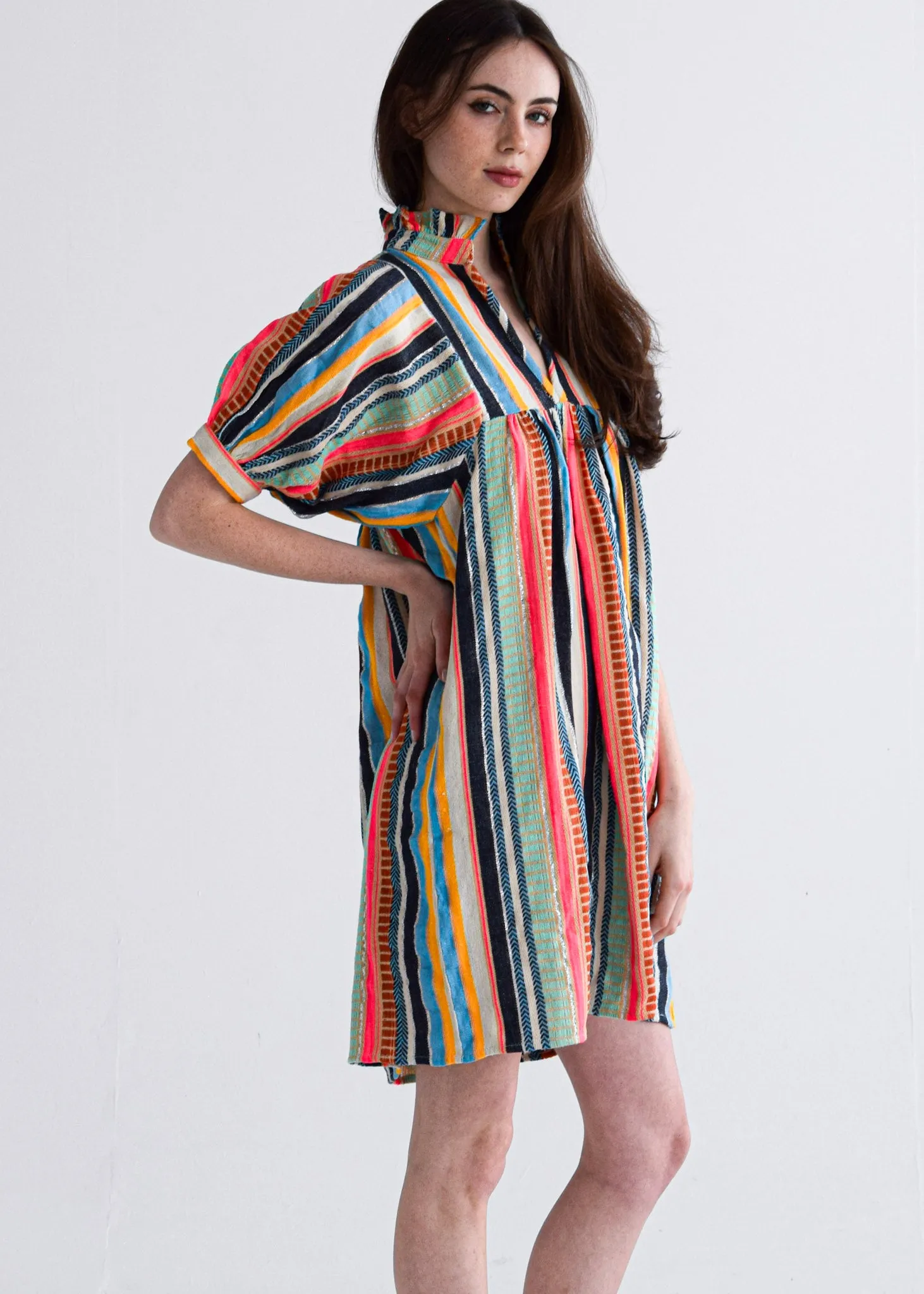 High Neck Dress - Summer Stripe