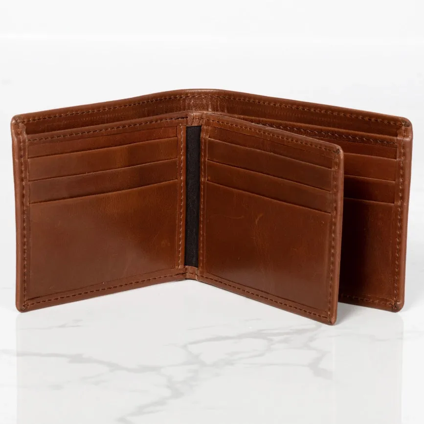 Leather Wallet For Men - Full Grain Leather 9 Card Bifold Serena Brown