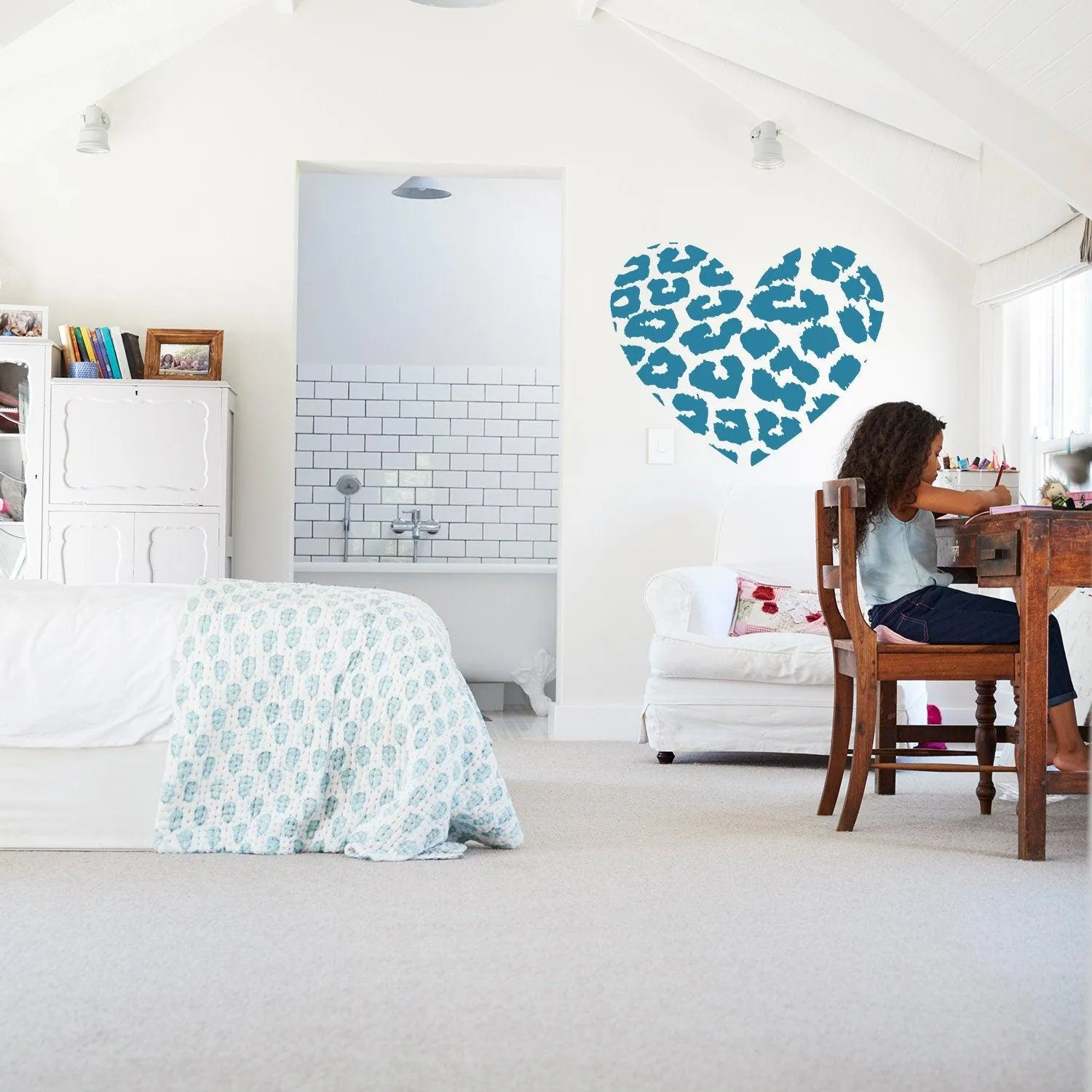 Leopard Heart Wall  Sticker - Art Print Texas Vinyl Decal