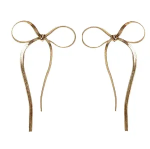 Maxi Gold Duster Bow Earrings