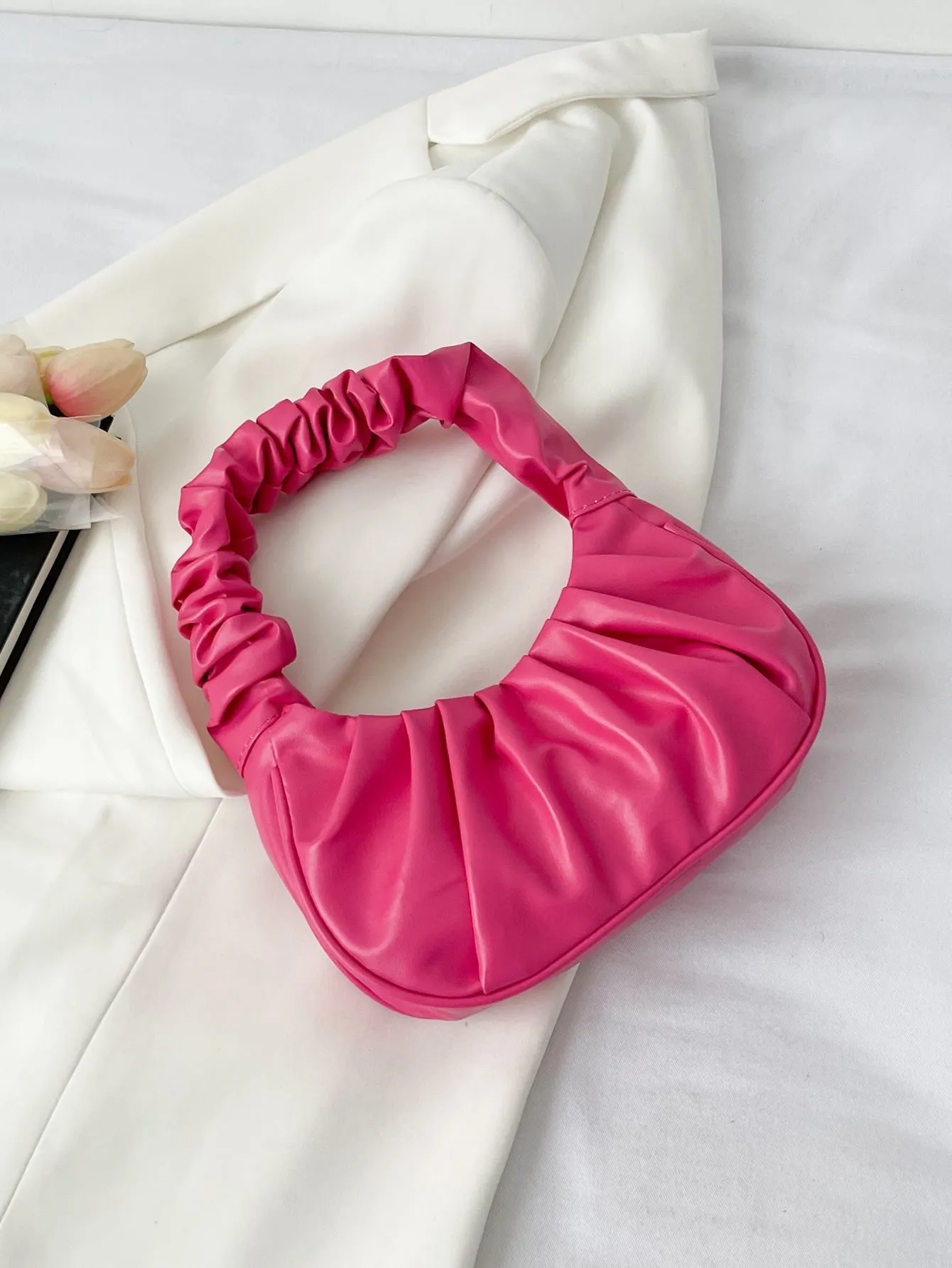Minimalist Snap Button Ruched Bag