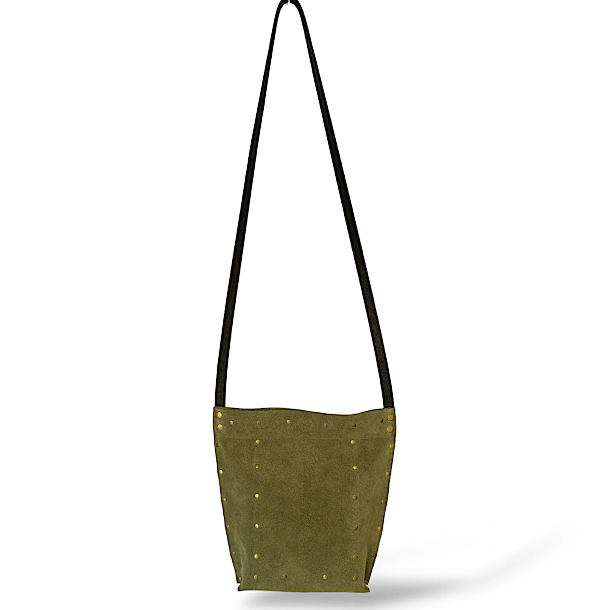 Moss Green Suede Crossbody Bag