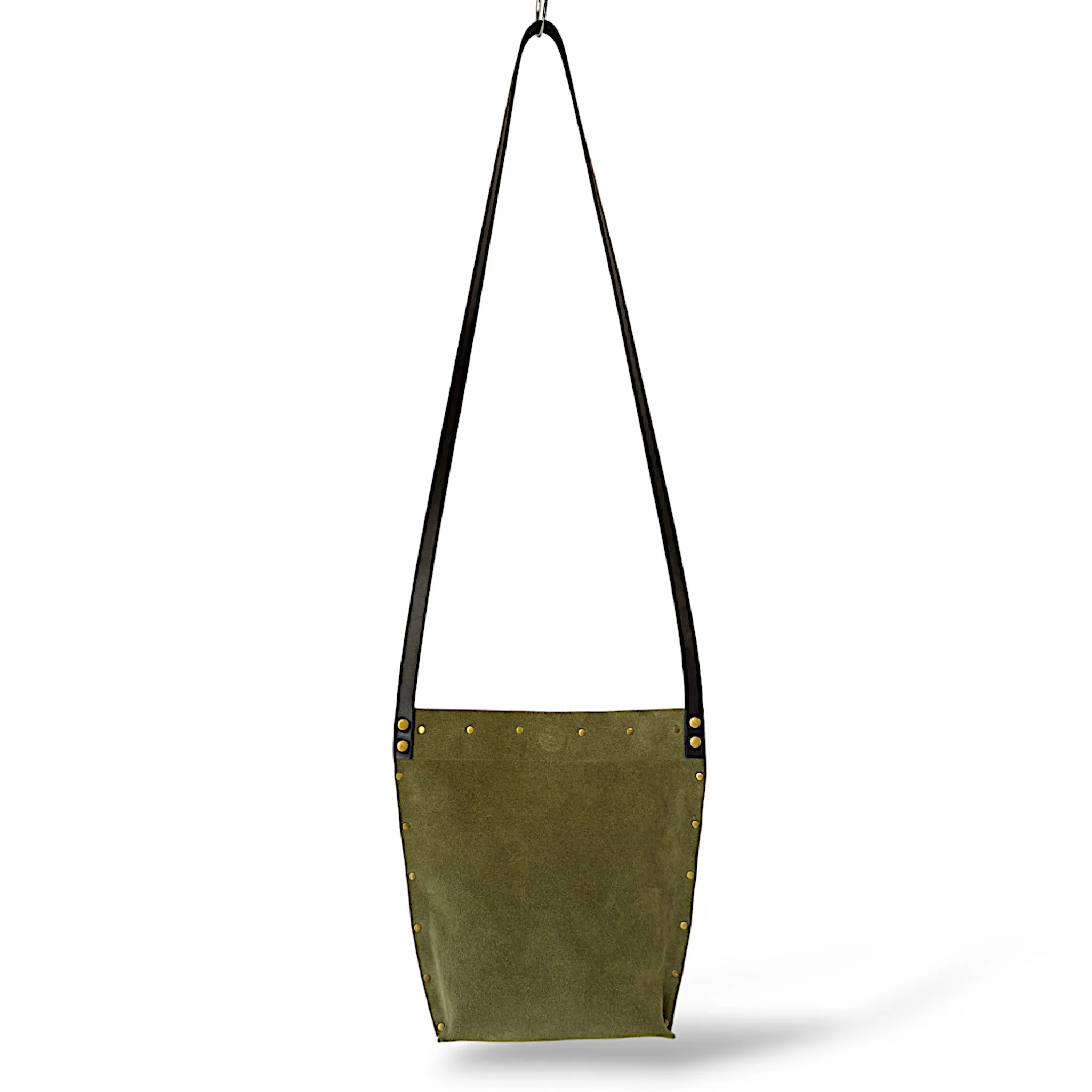 Moss Green Suede Crossbody Bag