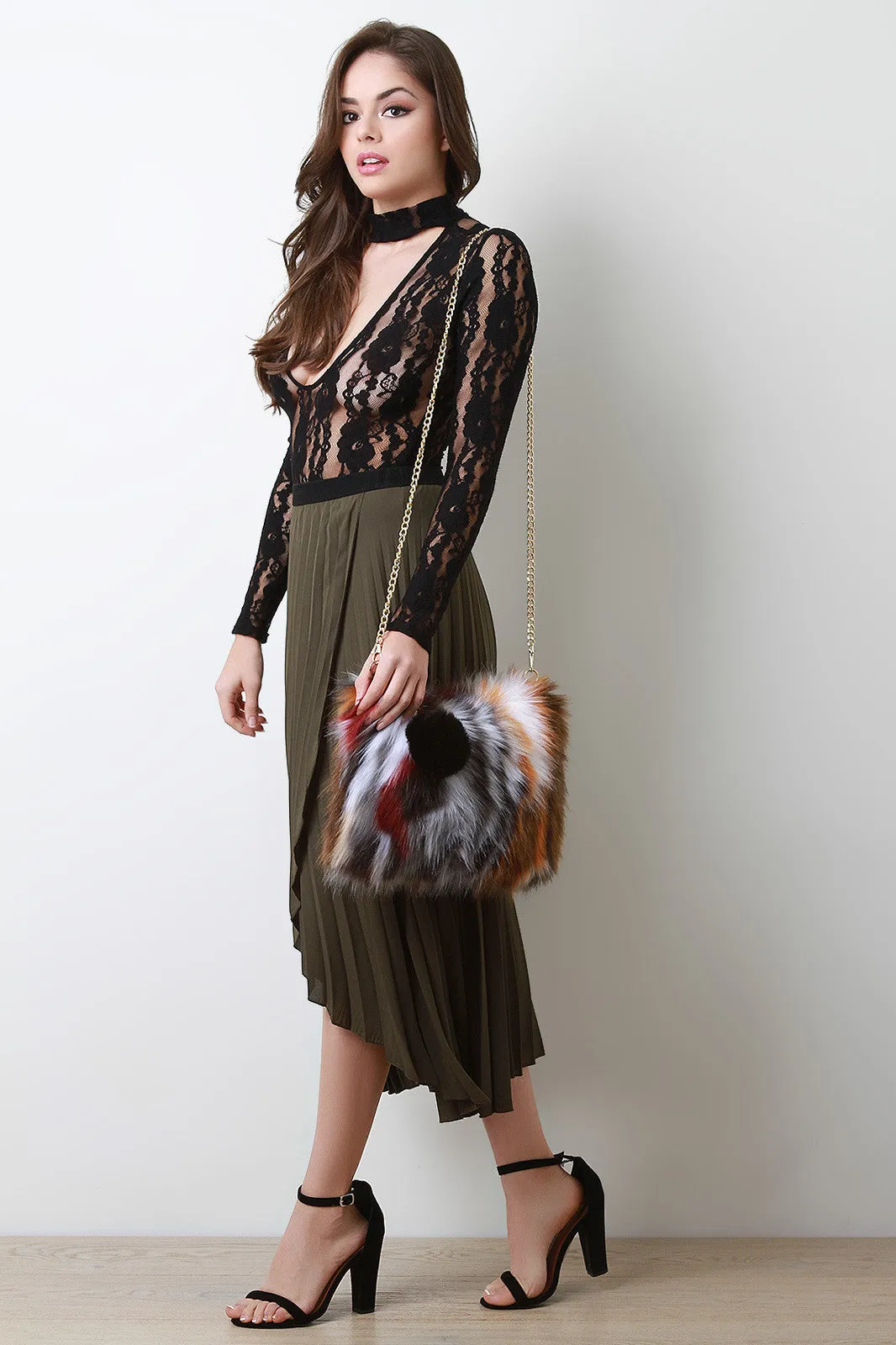 Multi-Colored Faux Fur Clutch