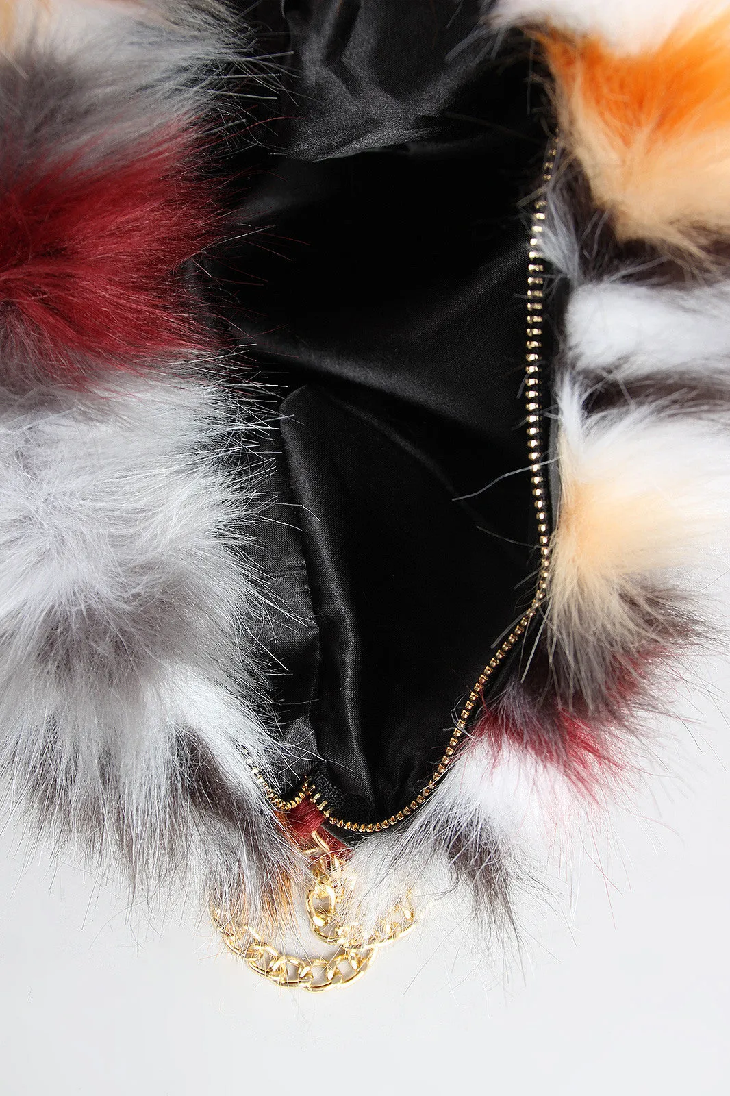 Multi-Colored Faux Fur Clutch
