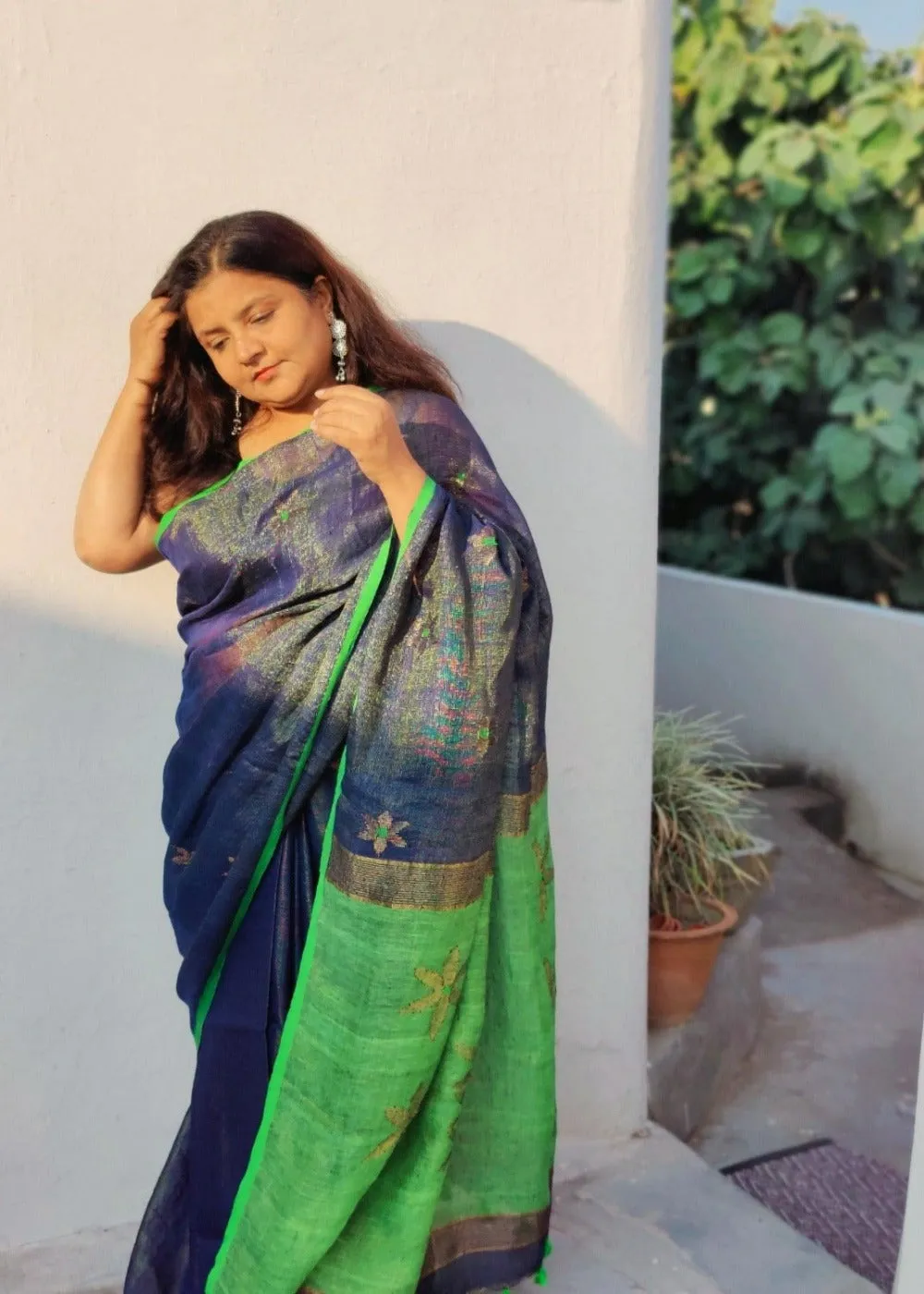 NEELIMA  LINEN SAREE