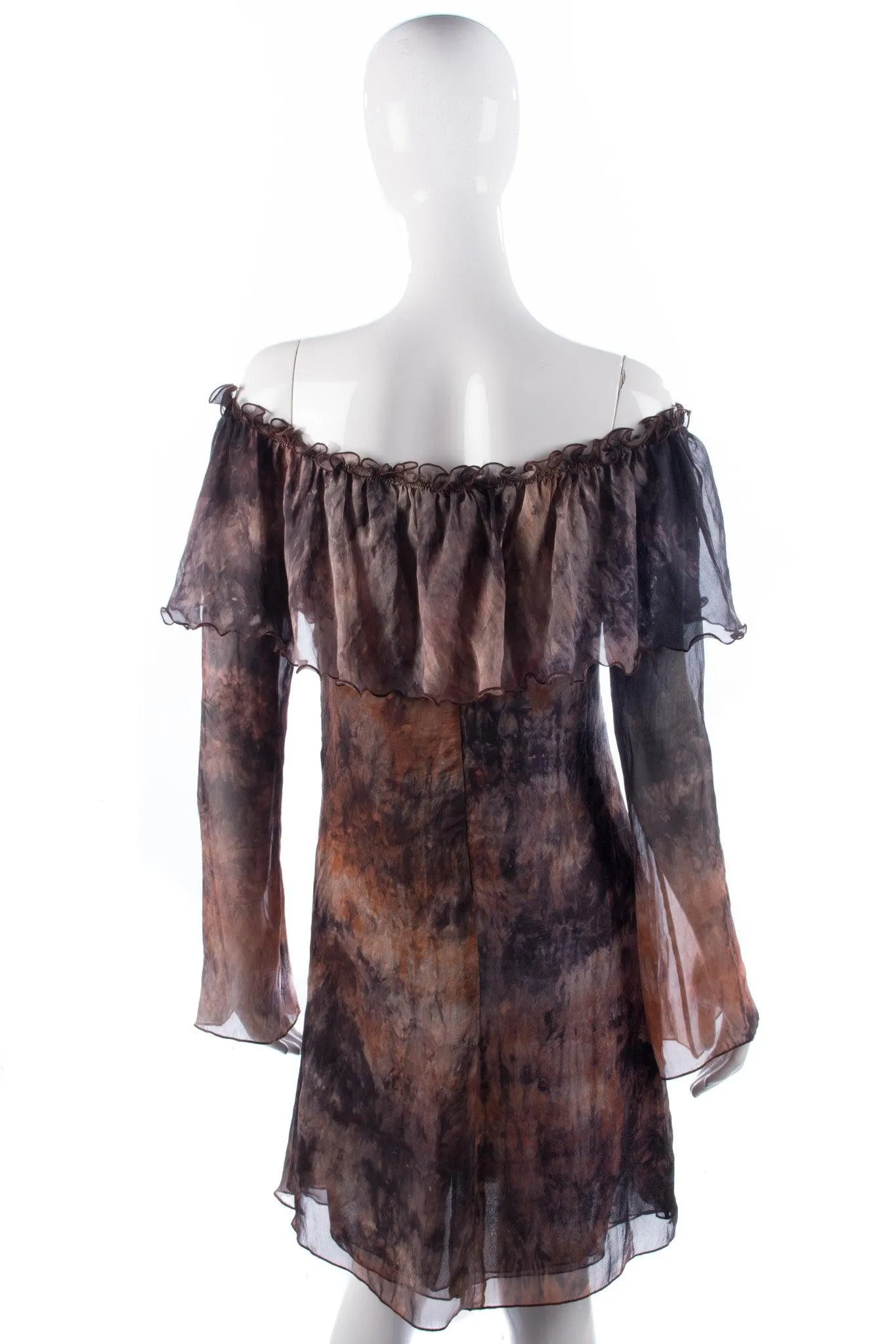 Nicola Donati Dress Silk Brown Patterned Stunning Deign UK10