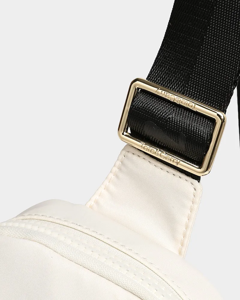 Nylon Crossbody Sling Bag in Creme White
