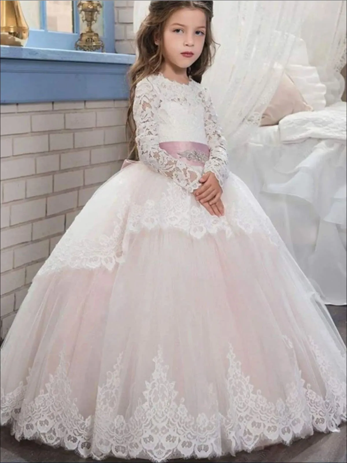 Oh So Stunning Crystal Belt Communion Gown