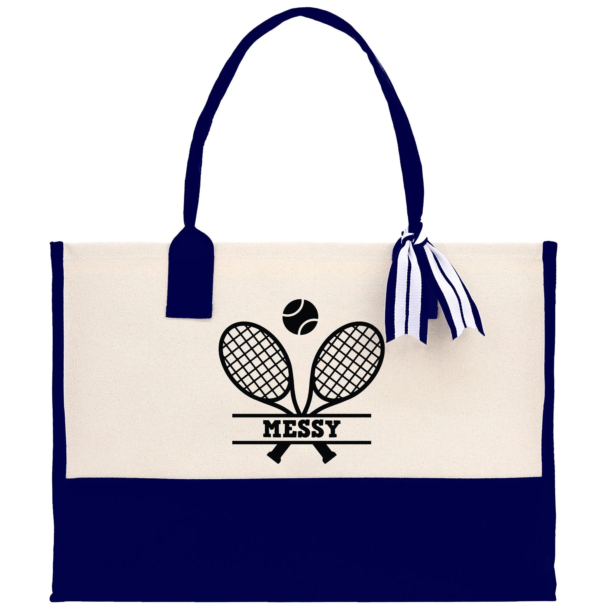 Personalized Name Cotton Canvas Tennis Tote Bag Gift for Tennis Lover Bag Tennis Coach Gift Bag (TB1011)