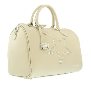 Pierre Cardin Sand Leather Star Studded Medium Fashion Satchel Bag