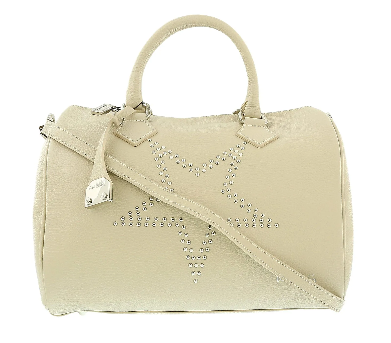 Pierre Cardin Sand Leather Star Studded Medium Fashion Satchel Bag