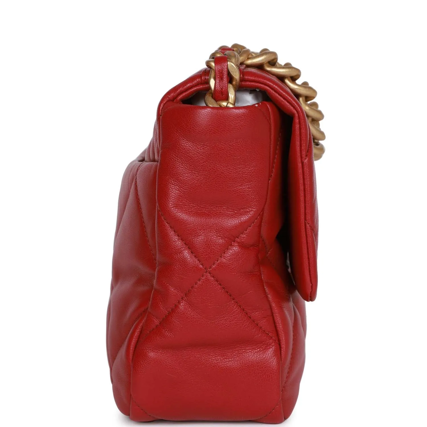 Pre-owned Chanel Medium 19 Flap Bag Red Calfskin Mixed Hardware