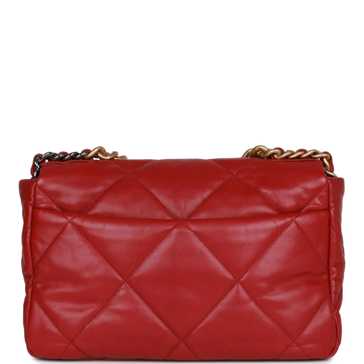 Pre-owned Chanel Medium 19 Flap Bag Red Calfskin Mixed Hardware