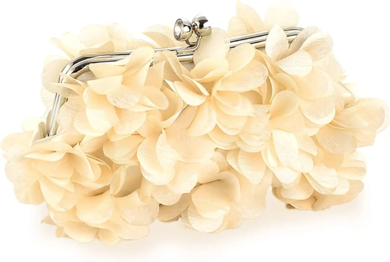 Pretty Floral Applique Pink Clutch Style Evening Bag