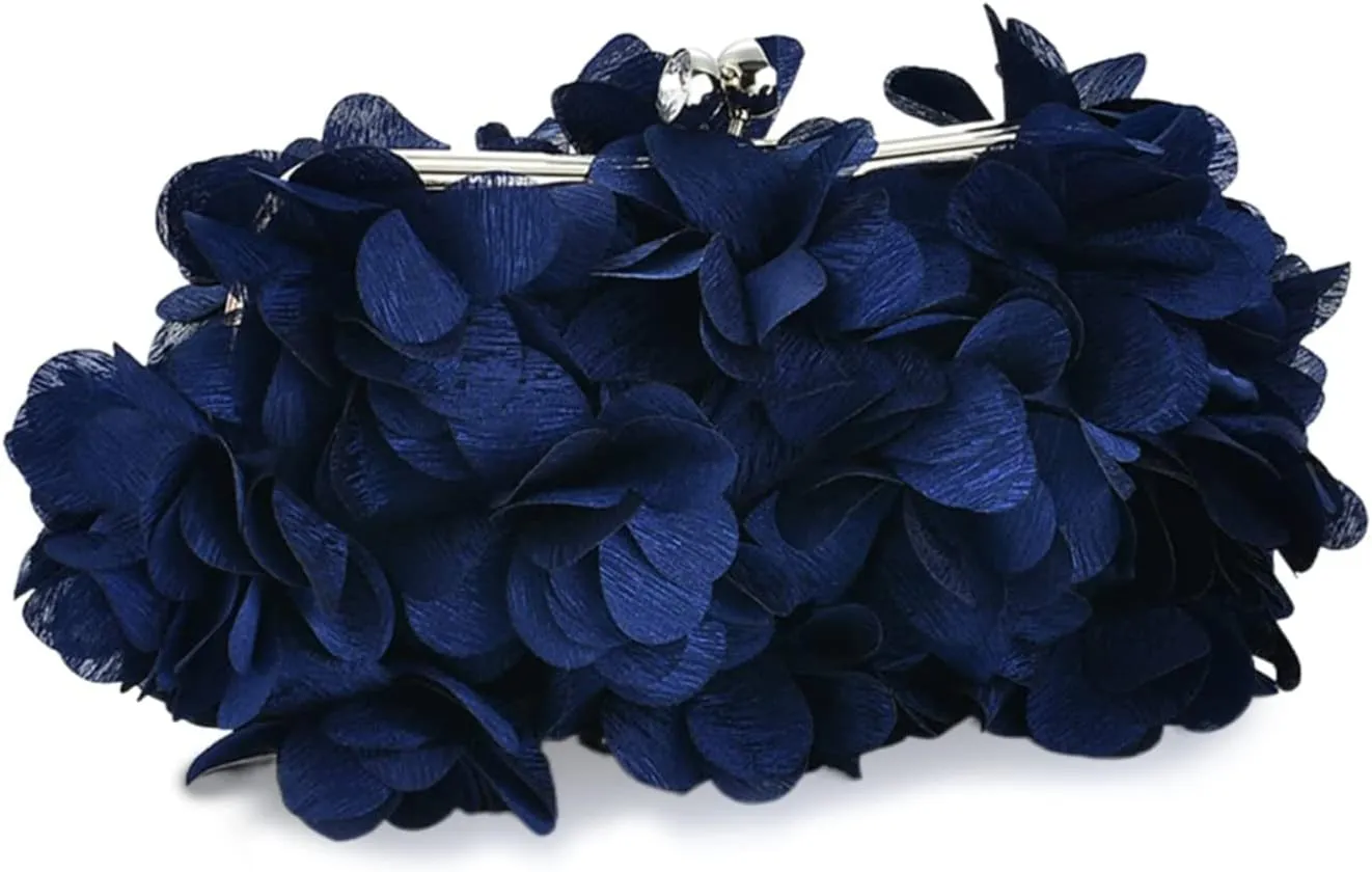 Pretty Floral Applique Pink Clutch Style Evening Bag